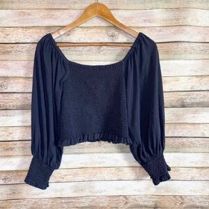 Elegant Black Smocked Women's Top